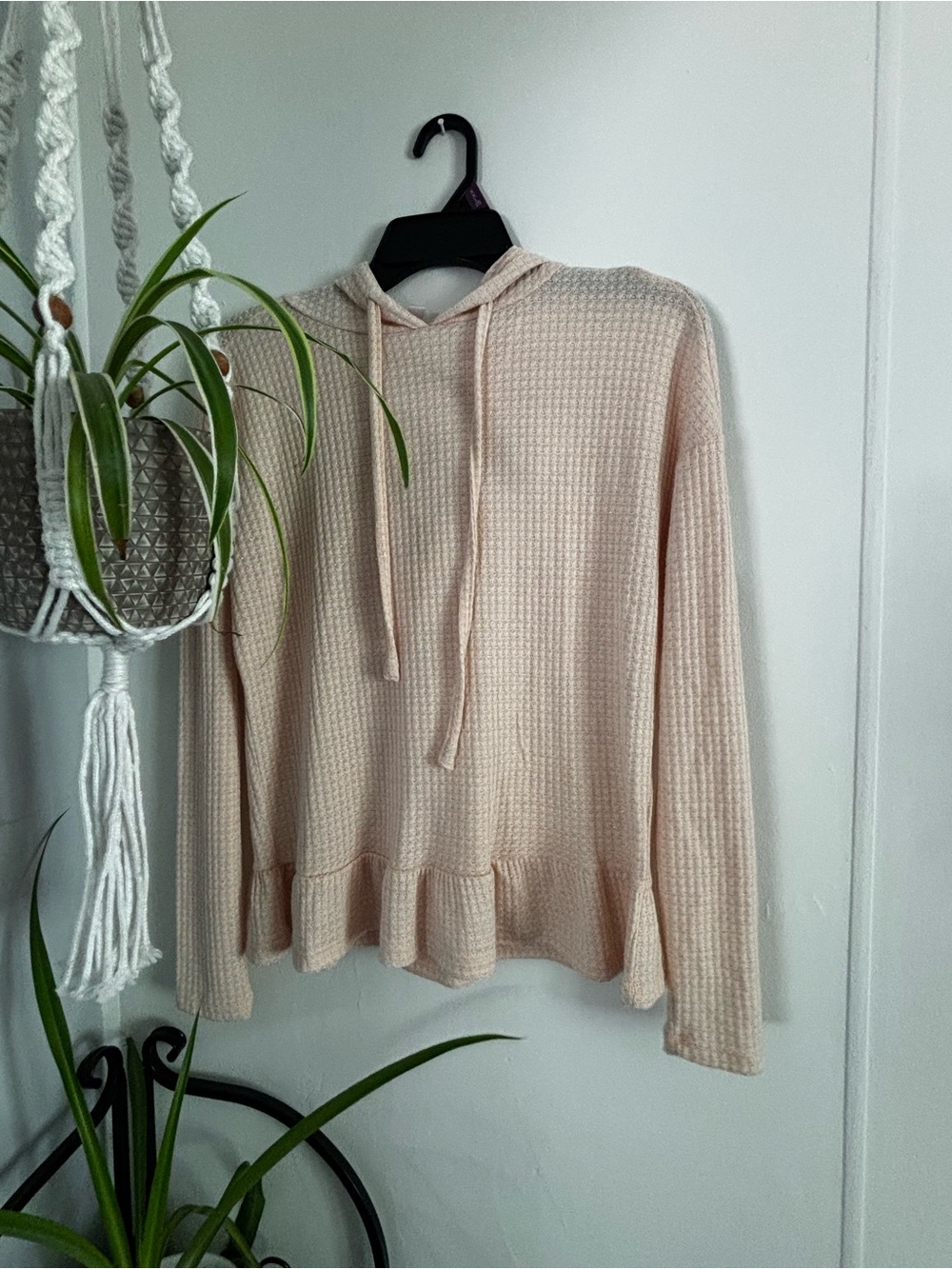 LC Lauren Conrad Blush Pink Waffle Knit Hoodie